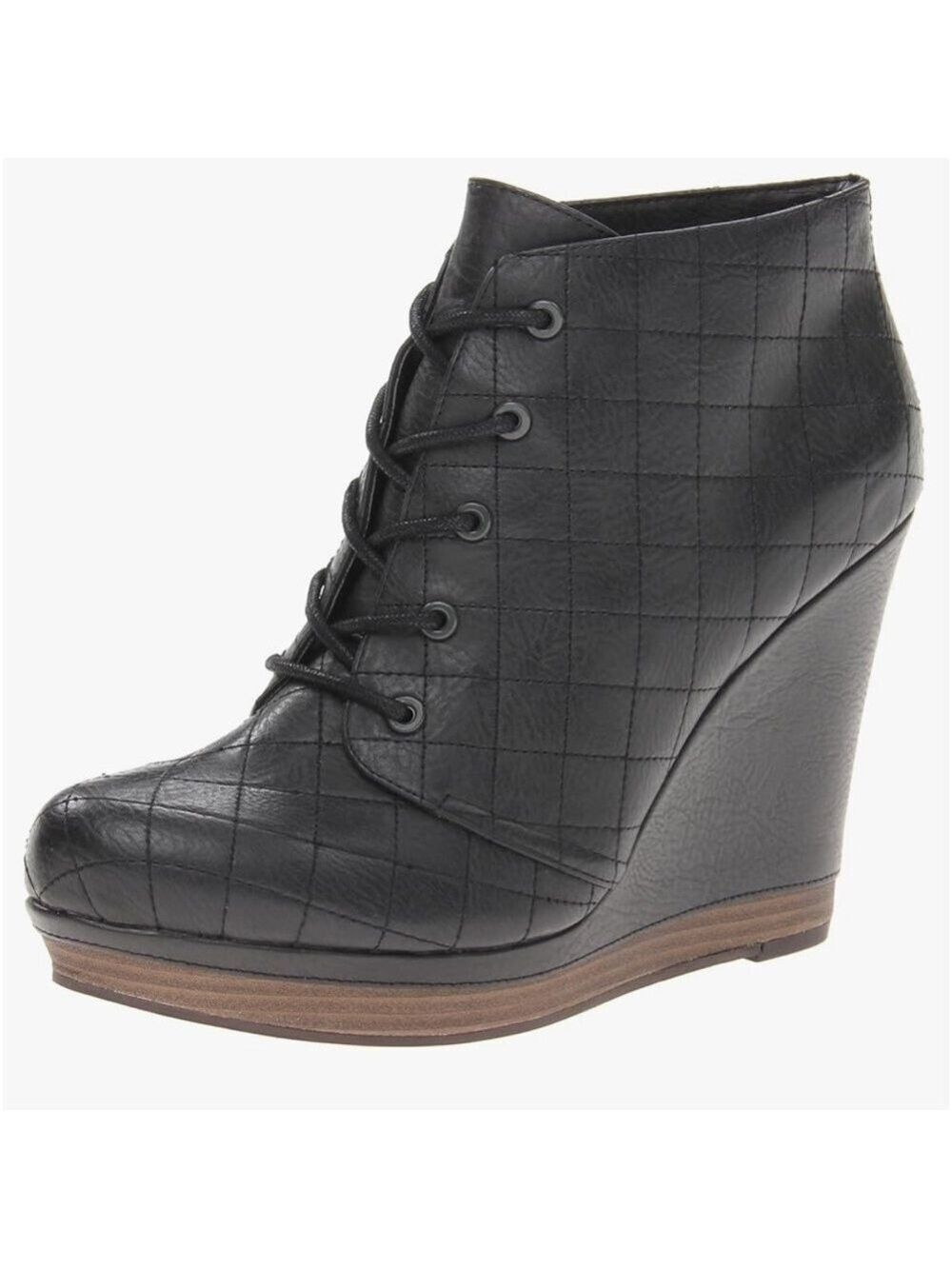 Seychelles Quilted Wedge lace up boots sz 9